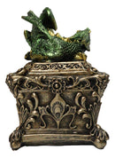 Green Dragon Decorative Jewelry Trinket Box with Sleeping Dragon on Gothic Tomb