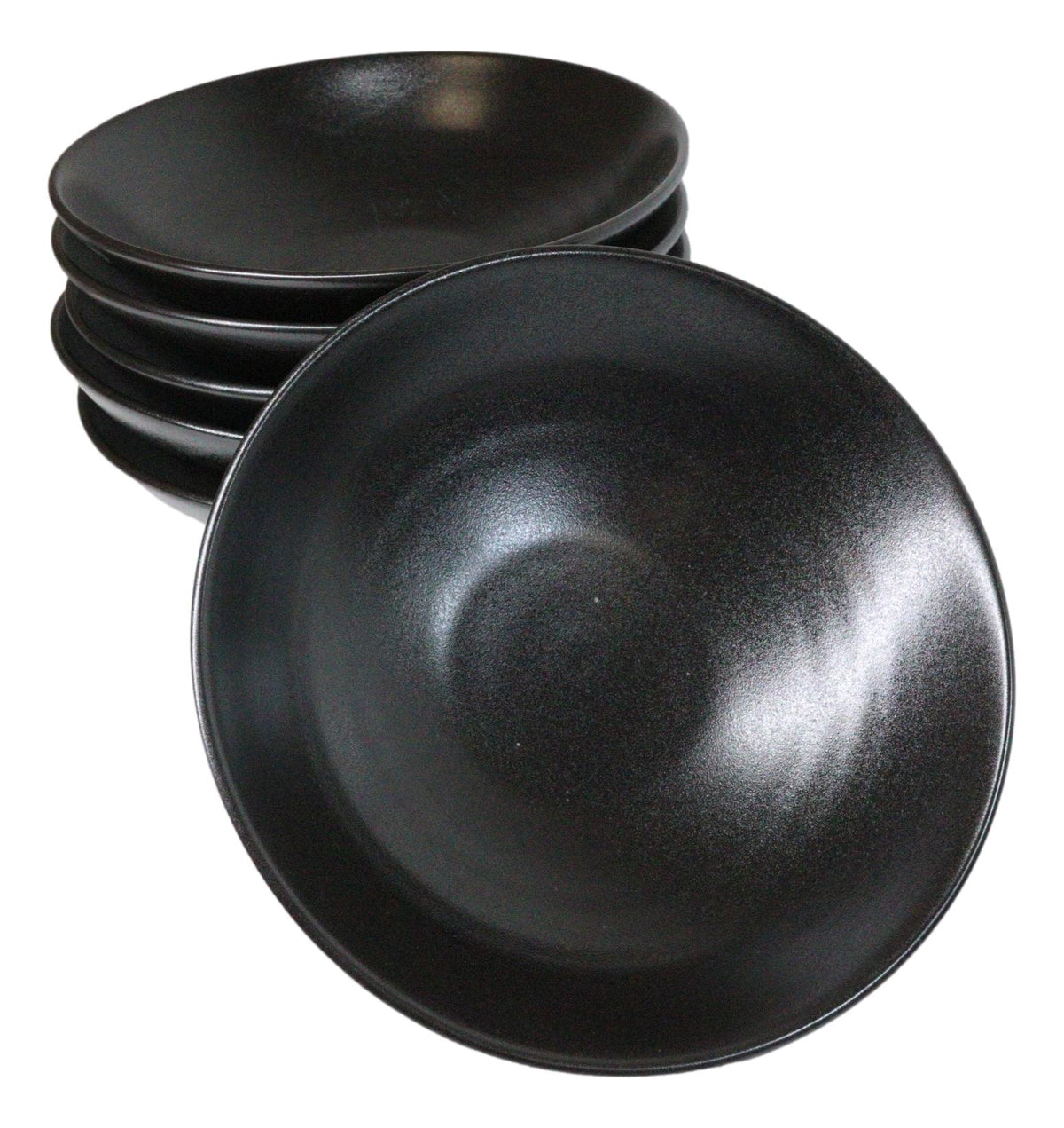 Pack Of 6 Black Kokuyo Ceramic Collection Large Ramen Soup Dinner Bowl 36oz 9"D