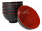 Set Of 6 Red And Black Round Appetizer Soup Salad Rice Melamine Bowls 4.5"D