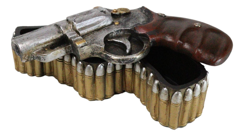 Rustic Old World Western Country Cowboy Gun Pistol With Bullets Trinket Box