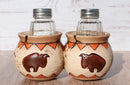 Western Native American Buffalo Bison Canister Jars Salt Pepper Shakers Holder