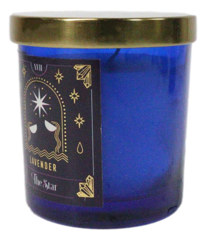 Wicca Witchcraft Mystic Tarot The Star Lavender Scented Pillar Candle Gold Lid