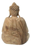 Acacia Wood Meditating Buddha Gautama Amitabha In Prayer Zen Sculpture 10.75"H
