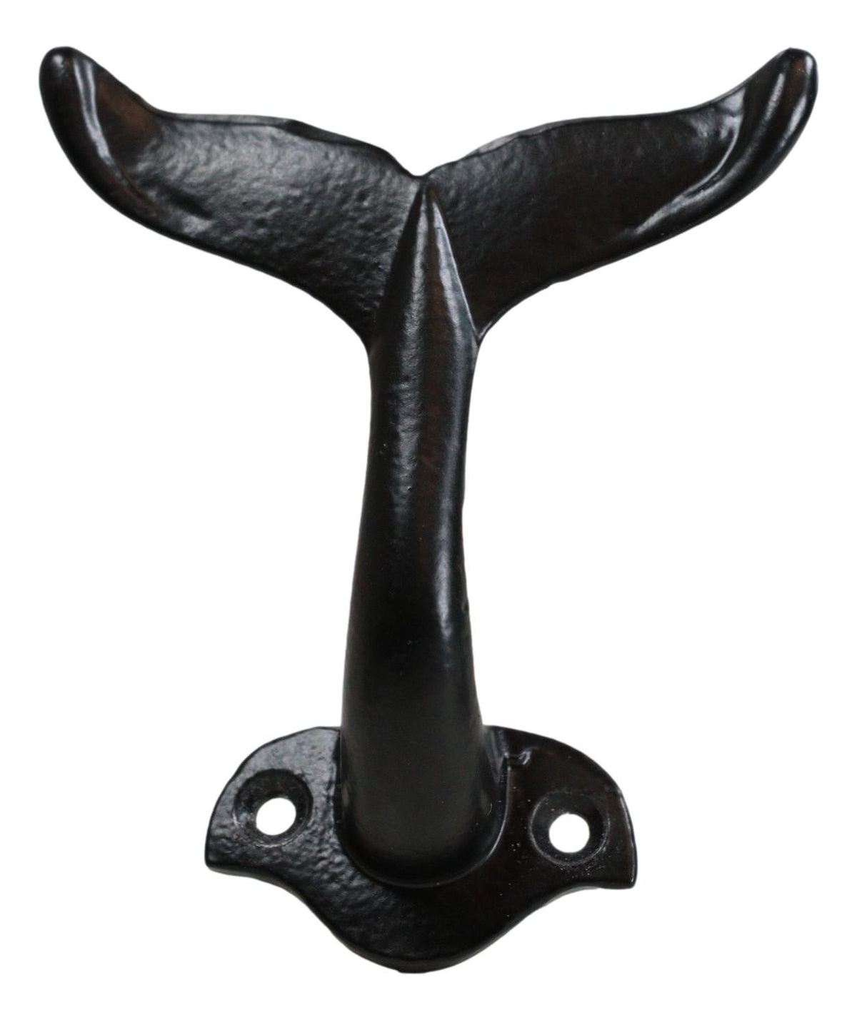 Pack Of 2 Black Cast Iron Nautical Baleen Blue Whale Tail Wall Coat Hook Hangers - Ebros Gift