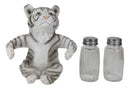Forest Jungle White Bengal Tiger Cub Hugging Salt And Pepper Shakers Holder Set