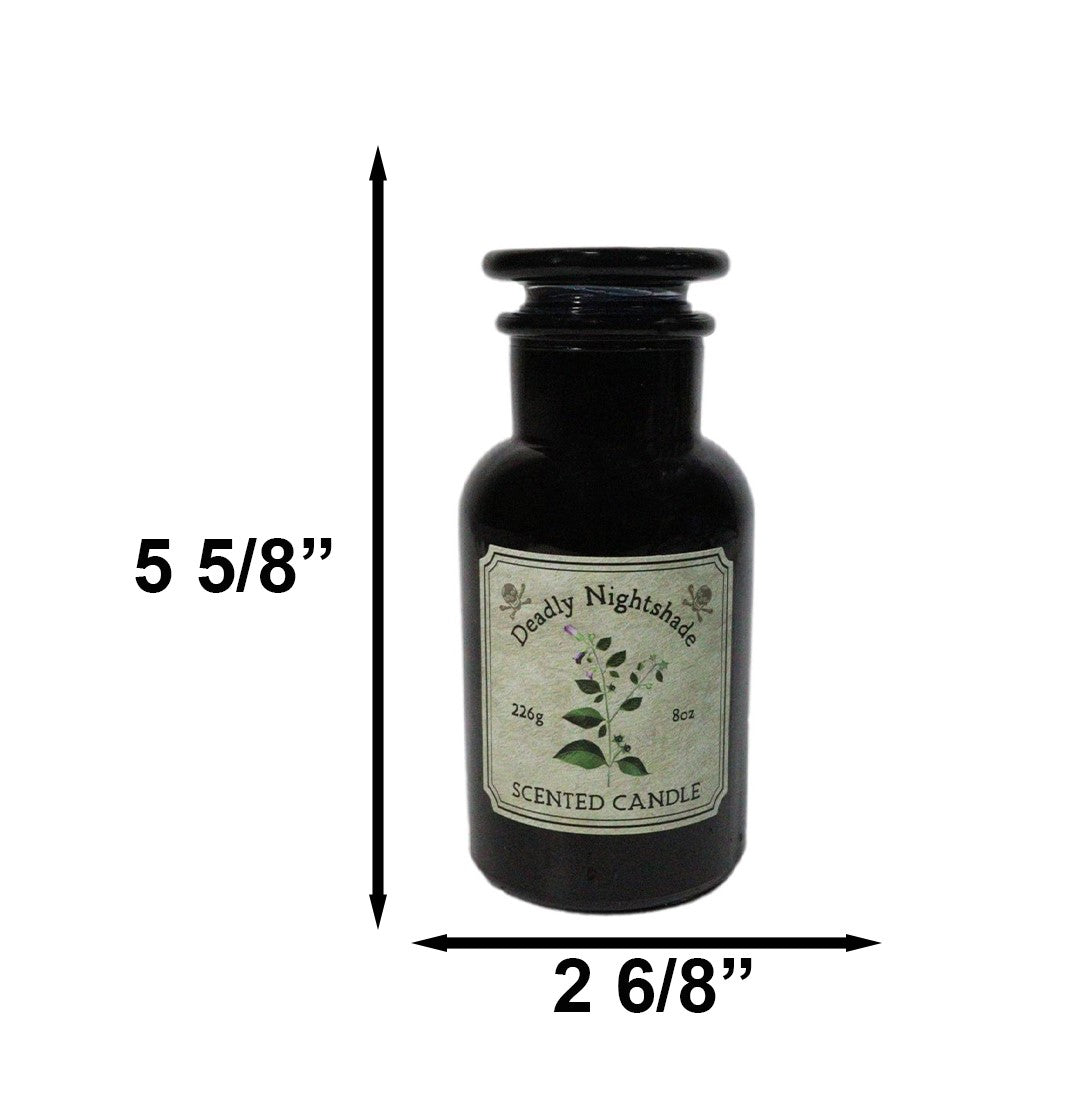Ebros Deadly Nightshade Scented Candle Black Glass Apothecary Jar 8 Oz