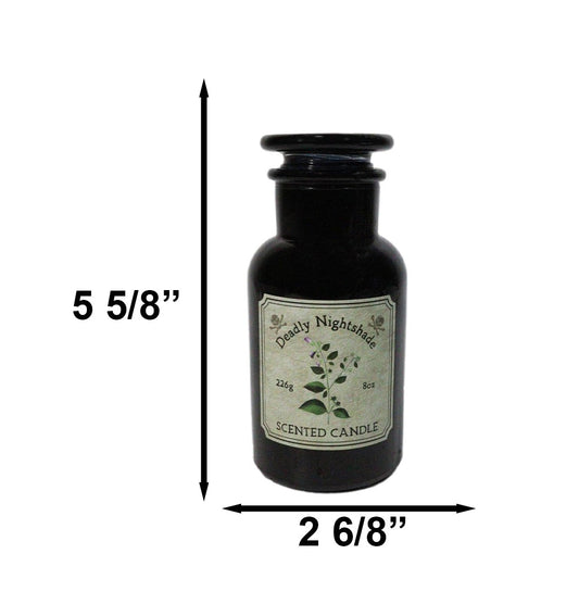 Ebros Deadly Nightshade Scented Candle Black Glass Apothecary Jar 8 Oz