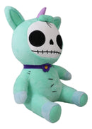 Ebros Larger Furry Bones Blue Unicorn Unie Skeleton With Pink Horn Plush Toy