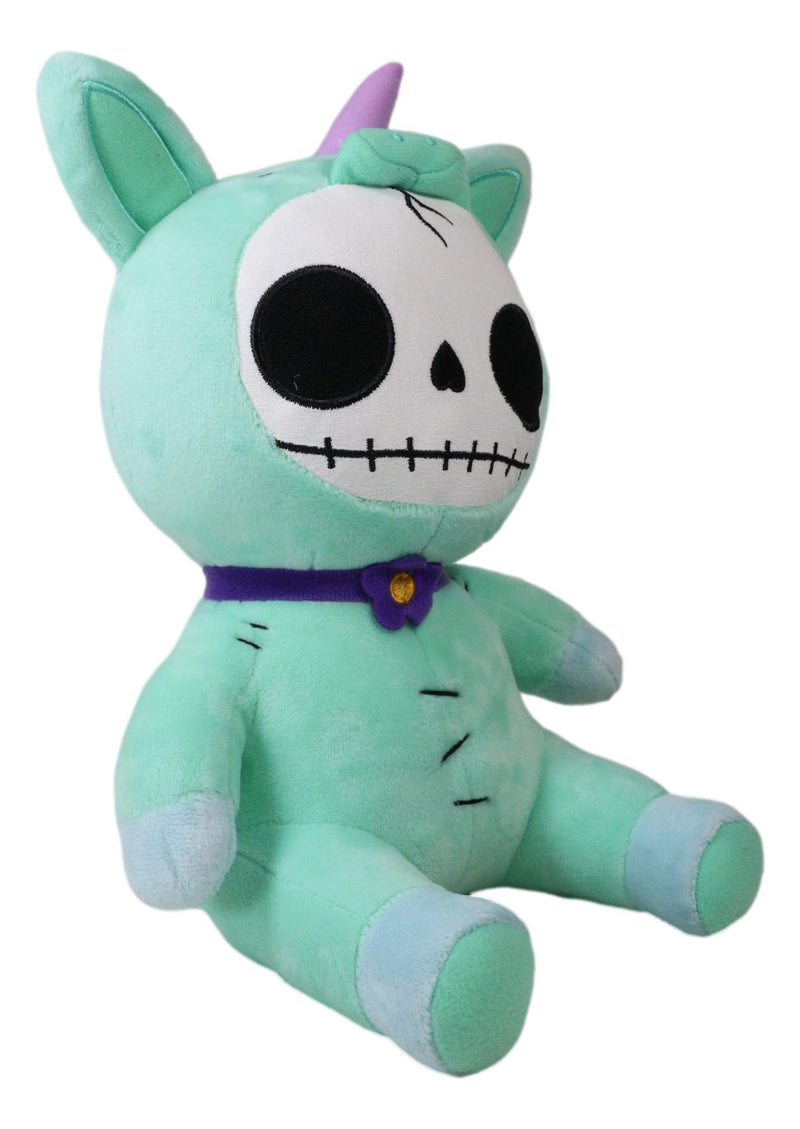 Ebros Larger Furry Bones Blue Unicorn Unie Skeleton With Pink Horn Plush Toy
