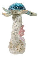 Marine Ocean Sea Turtle Swimming Over Coral Reef With Acrylic LED Light Figurine
