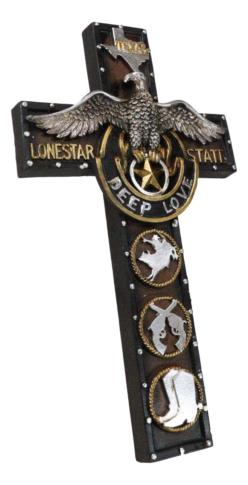 Western Rodeo Cowboy Pistols Spur Boots Texas Lone Star State Eagle Wall Cross