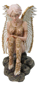 Victory Angel Winged Warrior Seraph With Golden Fish Net Outfit Figurine 6.25"H