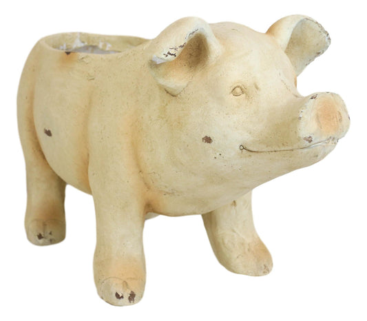 Western Rustic Country Farm Porcine Pig Animal Decorative Vase Or Planter Pot
