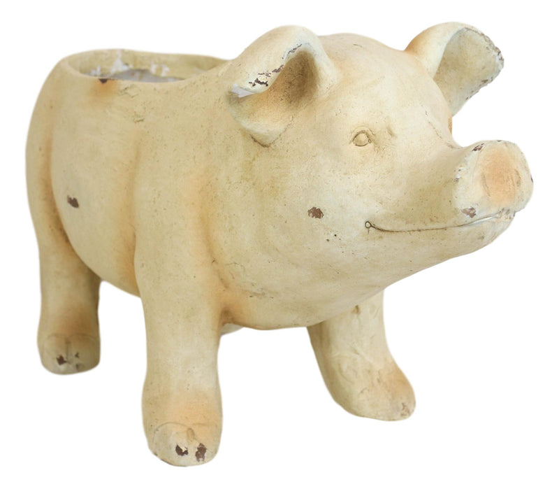 Western Rustic Country Farm Porcine Pig Animal Decorative Vase Or Planter Pot