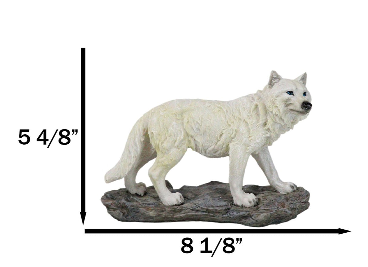 Woodlands Winter Hunter Tundra Snow White Albino Wolf On The Prowl Figurine