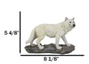 Woodlands Winter Hunter Tundra Snow White Albino Wolf On The Prowl Figurine
