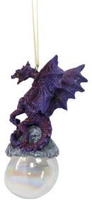 Ruth Thompson Purple Maelstrom Dragon On Pearl Glass Ball Ornament Figurine 5"H