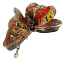Red Monarch Butterfly Pewter Austrian Crystals Bejewelled Trinket Jewelry Box