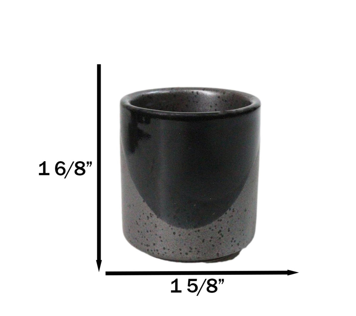 Set of 6 Black And Charcoal Gray Modern Porcelain 1.25oz Ochoko Yuzu Sake Cups