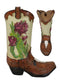Country Western Texas Longhorn Cow Skull With Rose Cactus Cowboy Boot Money Bank