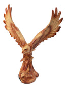 Majestic Soaring Bald Eagle Figurine – Faux Wood Carved Look Patriotic Statue