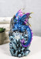 Blue Ocean Atlantis Dragon Perching On Crystal Rock Cavern Small Figurine
