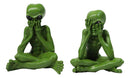 UFO Space Green ET Roswell Aliens See Hear Speak No Evil Figurines 3"H