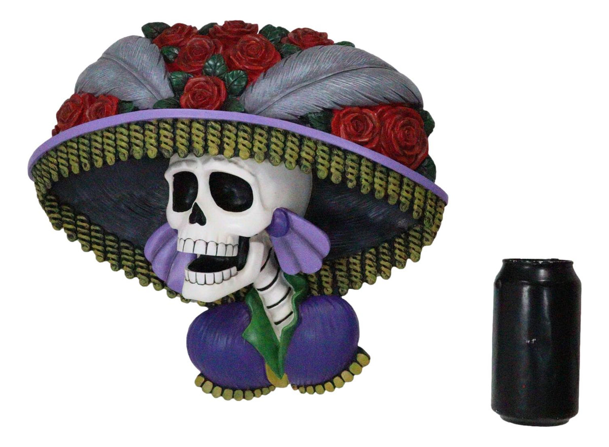 Day of The Dead Colorful Roses Hat La Calavera Catrina Sugar Skull Wall Decor