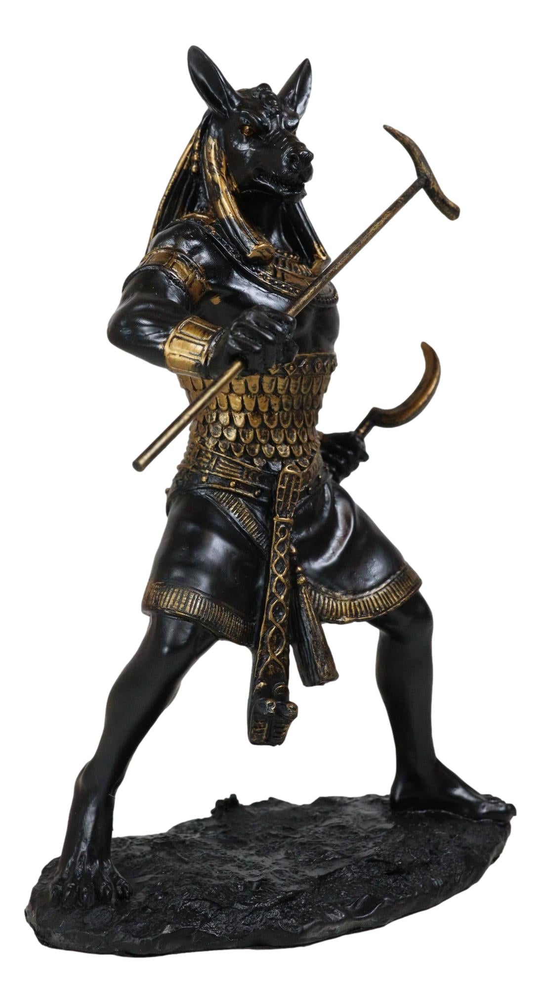 Egyptian Deity Seth Holding Khopesh Sickle Blade And Was Scepter Statue Decor - Ebros Gift