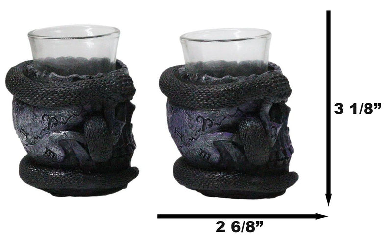 Set Of 2 Ossuary Gothic Pentagram Slitherin Skull And Serpent Snake Shot Glasses