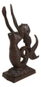 Cast Iron Rustic Nautical Siren Mermaid With Curling Tail Door Stopper Doorstop