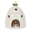 White Whimsical Bumblebee Beehive Ceramic Essential Oil Warmer Candle Holder