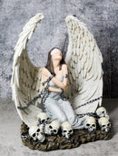 Captive Spirits Blindfolded Purity Angel Tied In Chains By Skulls Figurine