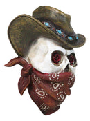 Western Wild West Cowboy Skull With Rose Eyes Hat and Bandana Mask Wall Decor