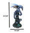Large Blue Zirconia Rogue Storm Dragon Hovering Over Cliff Rock Waterfall Statue