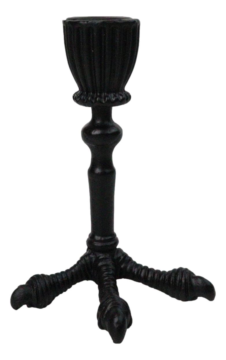 Ebros Mystic Raven Claw Taper Candle Holder Gothic Black Resin Candlestick