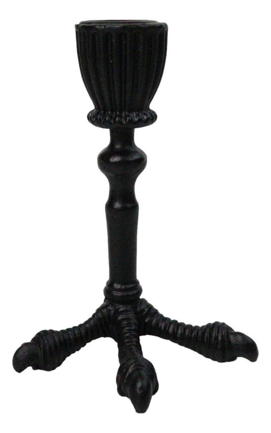 Ebros Mystic Raven Claw Taper Candle Holder Gothic Black Resin Candlestick