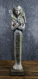 Ancient Egyptian Pharaoh Sarcophagus Mummy With Crook and Flail Figurine 16"H