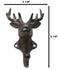 Pack Of 2 Cast Iron Rustic Elk Deer Head With Antlers Wall Coat Hook Sculptures