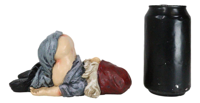 Mr Gnome Knocked Out Drunk With Half Moon Bare Buttocks Holding Booze Figurine