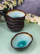 Pack Of 6 Green Midori Kannyu Porcelain Irregular Shaped Small Rice Bowls 10oz