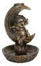 Hindu God Baby Ganesha Playing Flute On Crescent Moon Backflow Incense Burner