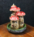 Fairy Garden Red 3 Toadstool Mushrooms Smoking Puffs Backflow Incense Burner