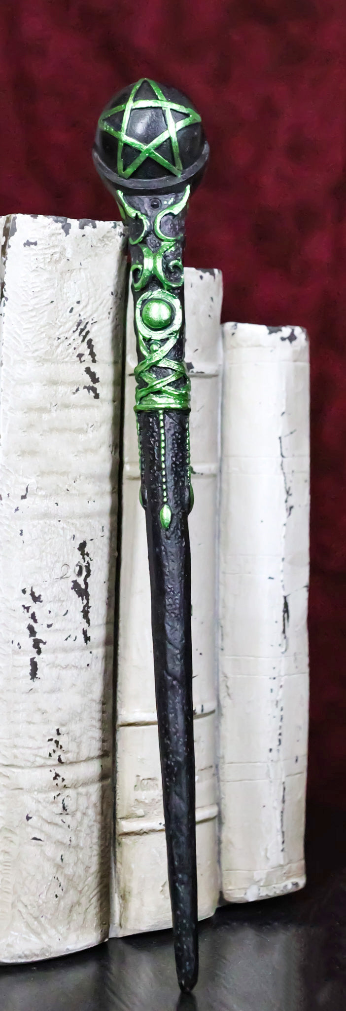 Wicca Shadowsong Pentagram Green Shaman Cosplay Magic Wand 9.5" Accessory Prop
