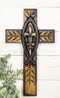 Rustic Ichthys Jesus Fish With Fleur De Lis Olive Carving Faux Wood Wall Cross