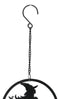Witch On Broomstick With Crescent Moon and Pentagram Stars Hanging Decoration