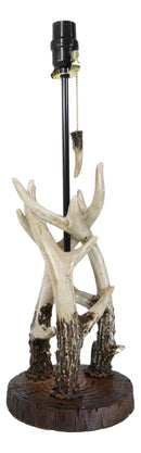 Rustic Western Entwined Stag Deer Antlers On Tree Ring Table Lamp With Shade