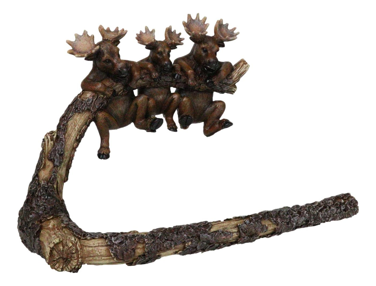 Rustic Western Elk Moose Hanging On Tree Branch Wall Hand Towel Holder Bar
