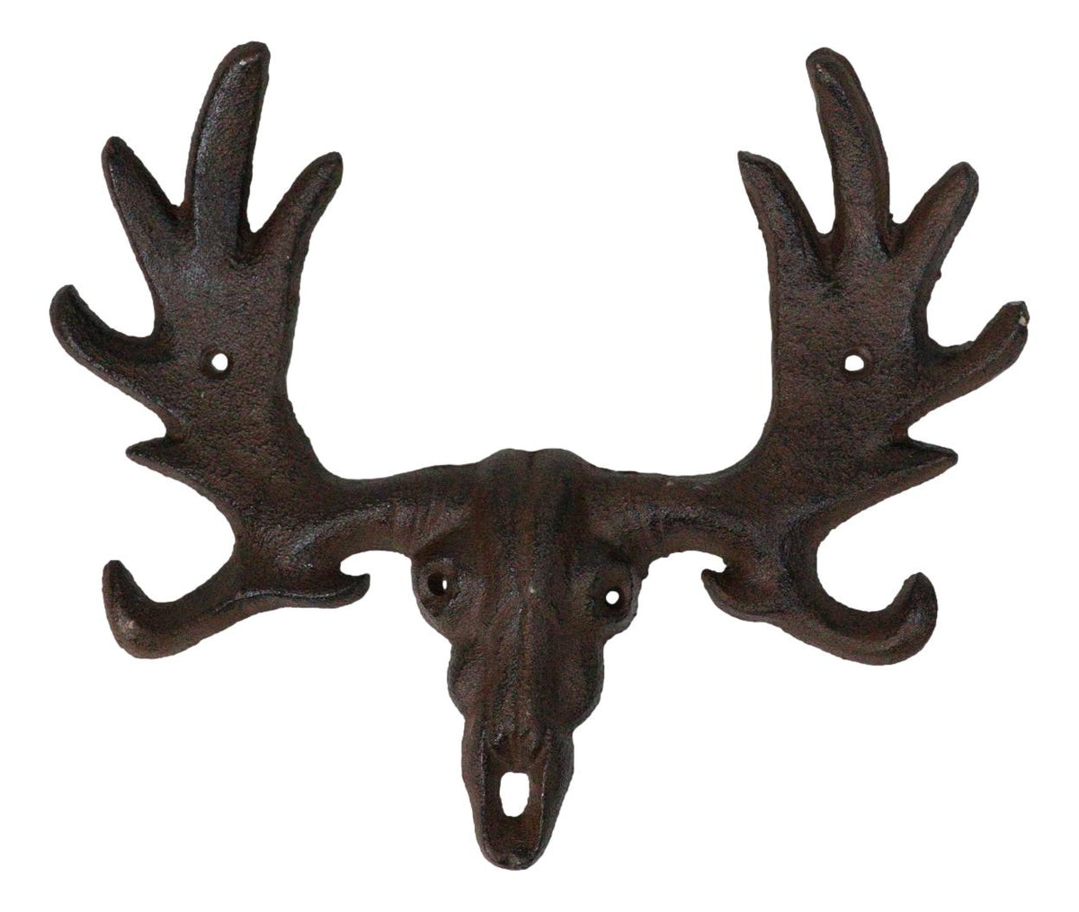 Cast Iron Western Rustic Bull Moose Head Wall Double Hooks For Keys Leashes Hats