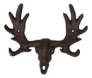 Cast Iron Western Rustic Bull Moose Head Wall Double Hooks For Keys Leashes Hats